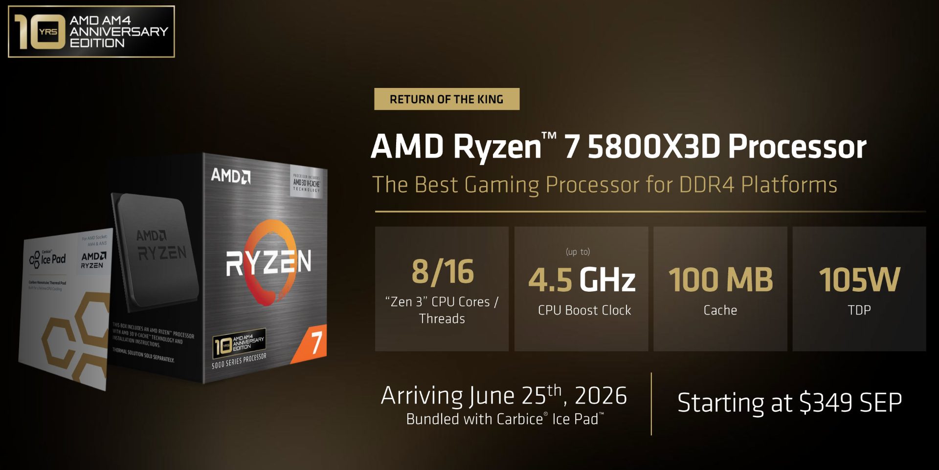 Ryzen 7 5800X3D: AMD lança edição de 10º aniversário para AM4