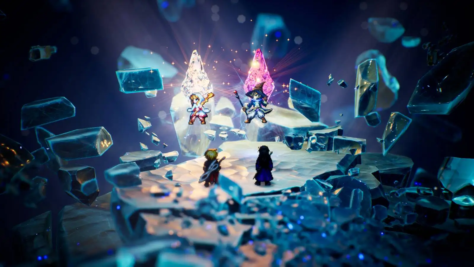 Primeiro título da franquia em HD-2D utiliza manipulação de ordem de turnos e participações de ícones da Square Enix.