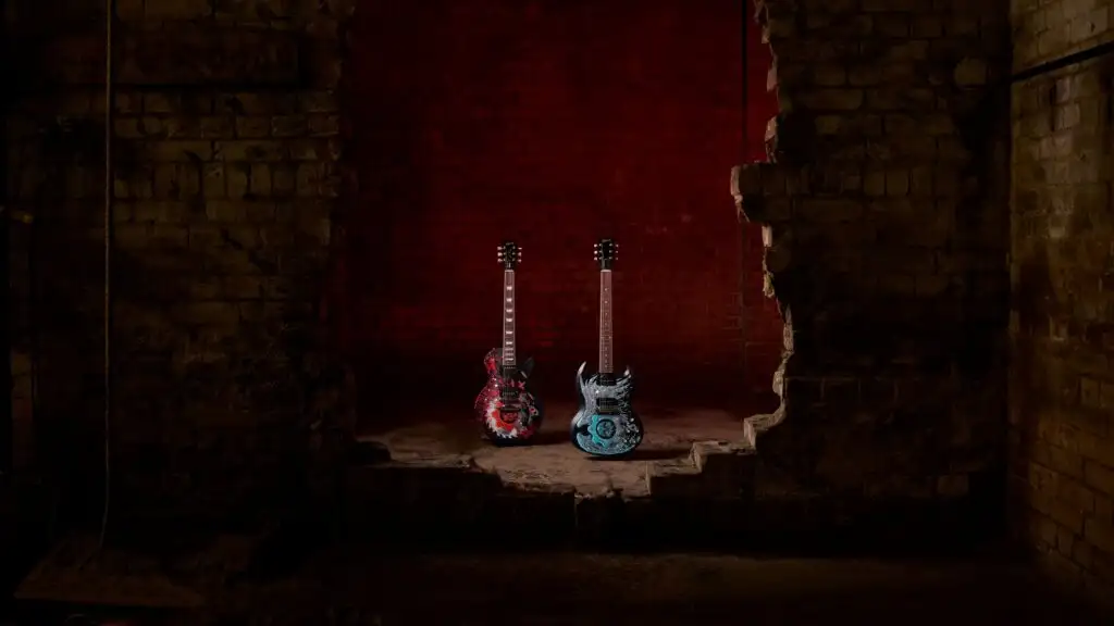 Modelos Les Paul e SG ganham arte personalizada inspirada em Marcus Fenix e Dominic Santiago para marcar o retorno da franquia.