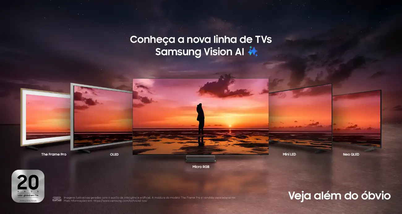 Samsung lança novas TVs Vision AI no Brasil com tecnologia Micro RGB; veja preços